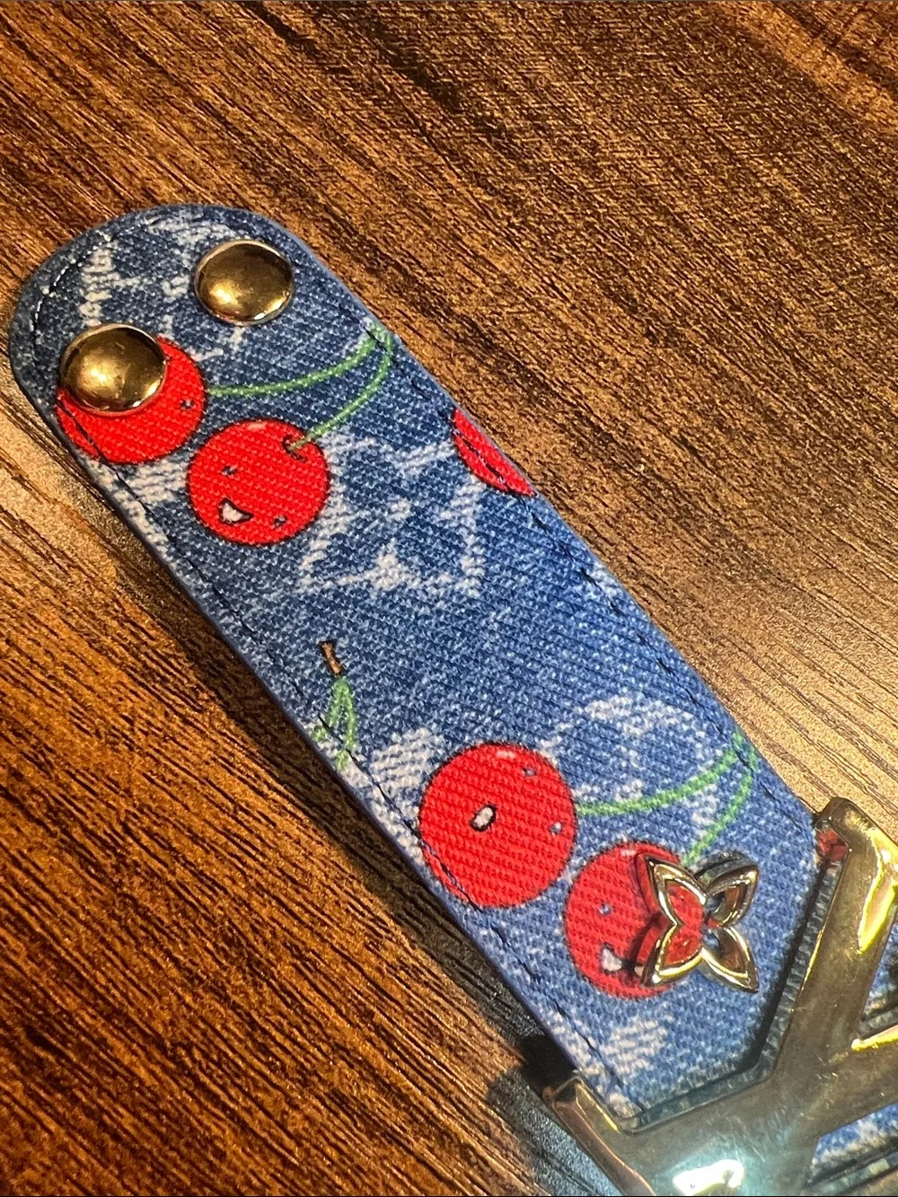 Blue Cherry Monogram Wide Logo Bracelet